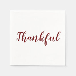 Thankful burgundy maroon white script Thanksgiving Servet