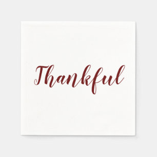 Thankful burgundy maroon white script Thanksgiving Servet
