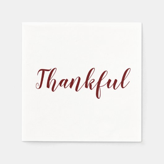 Thankful burgundy maroon white script Thanksgiving Servet (Voorkant)
