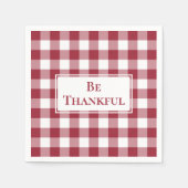 Thankful Burgundy White Gingham Check Thanksgiving Servet (Voorkant)