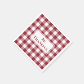 Thankful Burgundy White Gingham Check Thanksgiving Servet (Hoek)