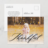 Thankful Calligraphy | Volledige foto-Thanksgiving Feestdagenkaart (Voorkant / Achterkant)