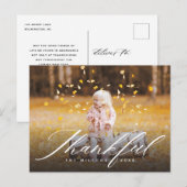 Thankful Calligraphy | Volledige foto-Thanksgiving Feestdagenkaart (Voorkant / Achterkant)