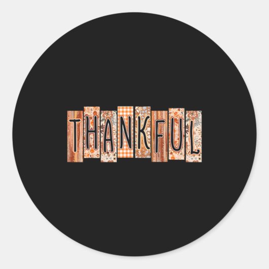 Thankful Coquette Bow Floral Cute Thanksgiving Aut Ronde Sticker (Voorkant)