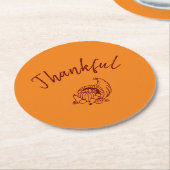 Thankful Cornucopia Paper-Onderzetters Ronde Kartonnen Onderzetter (Gebogen)