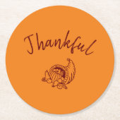 Thankful Cornucopia Paper-Onderzetters Ronde Kartonnen Onderzetter (Voorkant)