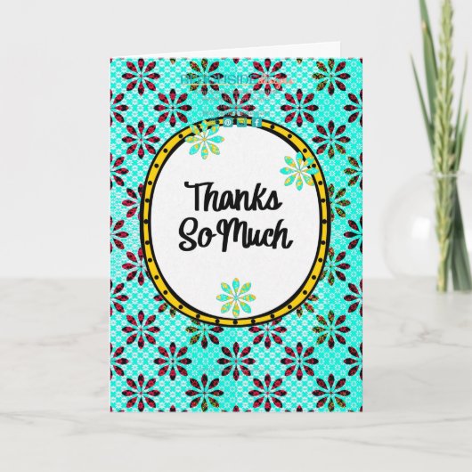 Thankful Daisies Retro Floral Thank You Card Kaart (Voorkant)