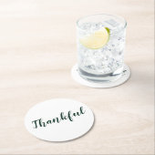 Thankful dark pine green white script Thanksgiving Ronde Kartonnen Onderzetter (Insitu)