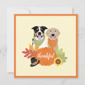 Thankful Dogs Thanksgiving Harvest Pumpkins Kaart (Voorkant)