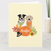 Thankful Dogs Thanksgiving Harvest Pumpkins Kaart (Voorkant)