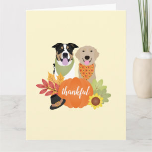 Thankful Dogs Thanksgiving Harvest Pumpkins Kaart