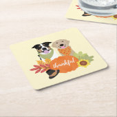 Thankful Dogs Thanksgiving Harvest Pumpkins Kartonnen Onderzetters (Schuin)