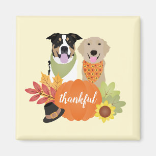 Thankful Dogs Thanksgiving Harvest Pumpkins Magneet