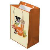 Thankful Dogs Thanksgiving Harvest Pumpkins Medium Cadeauzakje (Achterkant Gekanteld)