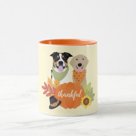 Thankful Dogs Thanksgiving Harvest Pumpkins Mok