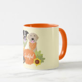 Thankful Dogs Thanksgiving Harvest Pumpkins Mok (Voorkant rechts)