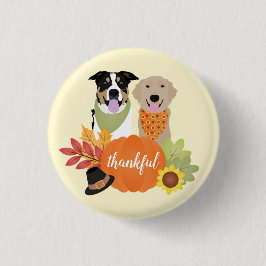 Thankful Dogs Thanksgiving Harvest Pumpkins Ronde Button 3,2 Cm