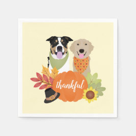 Thankful Dogs Thanksgiving Harvest Pumpkins Servet