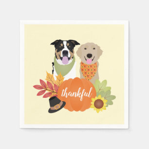 Thankful Dogs Thanksgiving Harvest Pumpkins Servet