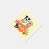 Thankful Dogs Thanksgiving Harvest Pumpkins Servet (Hoek)