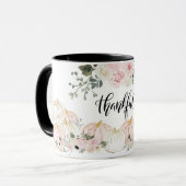 Thankful Elegant White Pink Gold Pumpkin Floral Mok (Voorkant links)