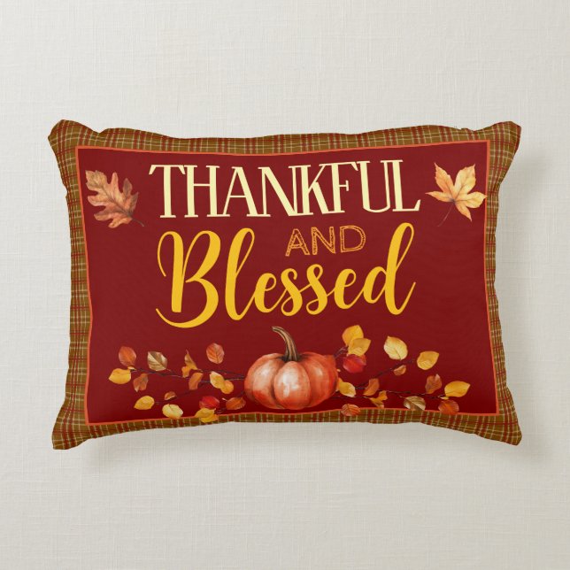 Thankful en Blessed Accent Kussen (Voorkant)