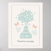 Thankful Everyday: Bleke Vlinders en Bloemen Poster (Voorkant)