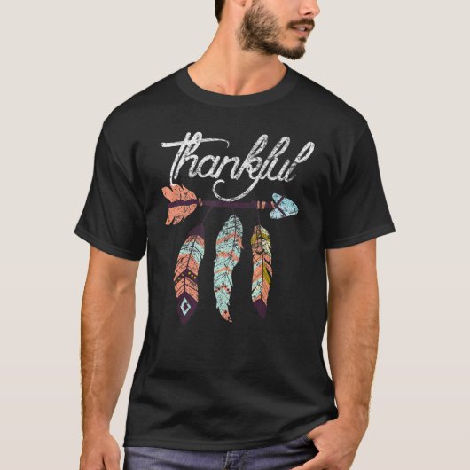 Thankful Feather & Arrow Fall  Vintage Thanksgivin T-shirt (Voorkant)