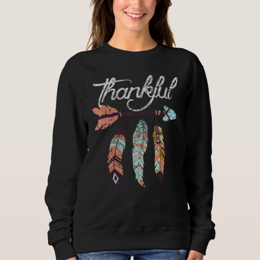 Thankful Feather & Arrow Fall  Vintage Thanksgivin Trui (Voorkant)