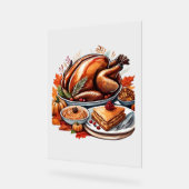 Thankful & Fly Turkey – Kleurrijke Urban Cartoon O Acryl Bord (Hoek)
