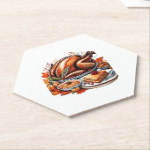 Thankful & Fly Turkey – Kleurrijke Urban Cartoon O Kartonnen Onderzetters (Schuin)