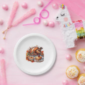 Thankful & Fly Turkey – Kleurrijke Urban Cartoon O Papieren Bordje (Feest)