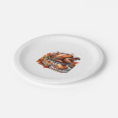 Thankful & Fly Turkey – Kleurrijke Urban Cartoon O Papieren Bordje (Gekanteld)