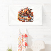 Thankful & Fly Turkey – Kleurrijke Urban Cartoon O Spandoek (Insitu)