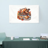 Thankful & Fly Turkey – Kleurrijke Urban Cartoon O Spandoek (Beurs)