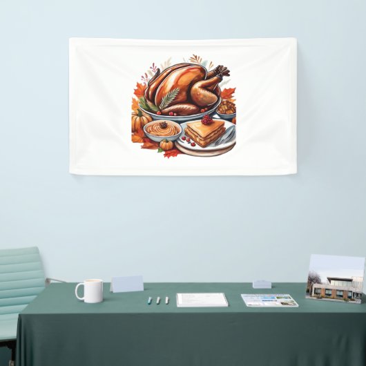 Thankful & Fly Turkey – Kleurrijke Urban Cartoon O Spandoek (Beurs)