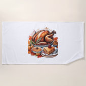 Thankful & Fly Turkey – Kleurrijke Urban Cartoon O Strandlaken (Voorkant)