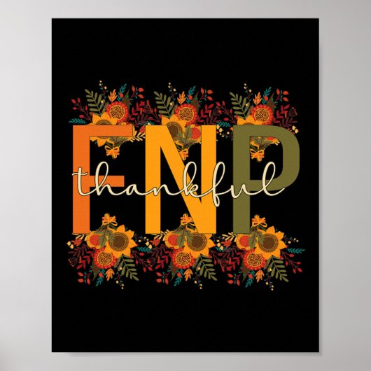 Thankful FNP Thanksgiving Family Nurse Practitione Poster (Voorkant)