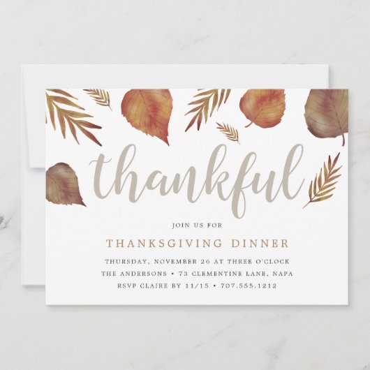 Thankful Foliage | Thanksgiving binnenuitnodiging Kaart (Voorkant)