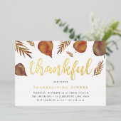Thankful Foliage | Thanksgiving diner Folie Uitnodiging (Staand Voorkant)