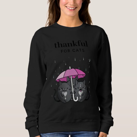 Thankful for Cats Women's Thanksgiving Tuxedo Cat  Trui (Voorkant)
