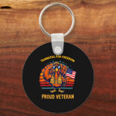 Thankful For Dom Proud Veteran Patriotic Thanksgiv Sleutelhanger (Voorkant)