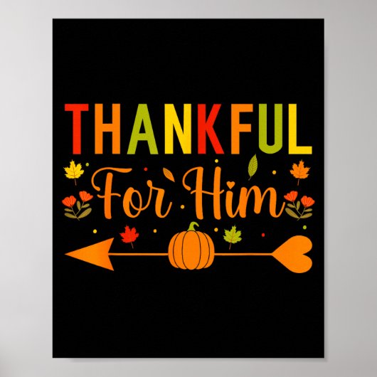 Thankful For Him Couples Fall Matching Couple Than Poster (Voorkant)