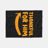 Thankful For Him Her Thanksgiving Matching Couples Fleece Deken (Voorkant (Horizontaal))