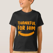 Thankful For Him Her Thanksgiving Matching Couples T-shirt (Voorkant)
