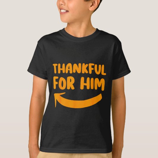 Thankful For Him Her Thanksgiving Matching Couples T-shirt (Voorkant)