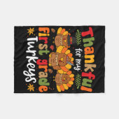 Thankful For My First Grade Turkeys Thanksgiving T Fleece Deken (Voorkant (Horizontaal))