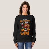 Thankful For Wine Turkey Chef Wine Drinking Thanks Trui (Voorkant volledig)