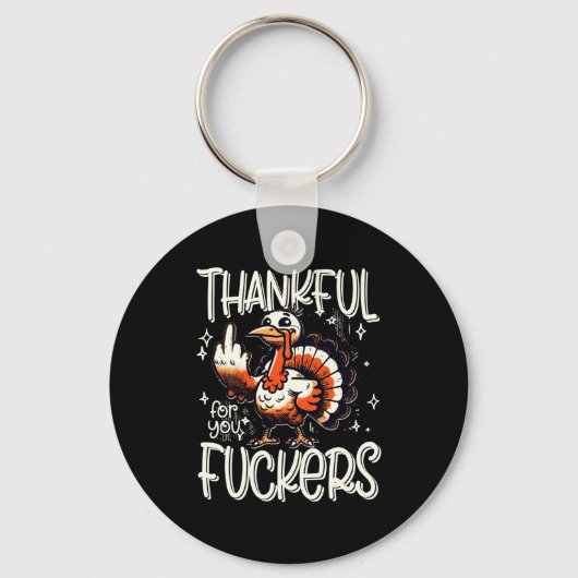 Thankful For You Forers Thanksgiving Happy Turkey Sleutelhanger (Voorkant)