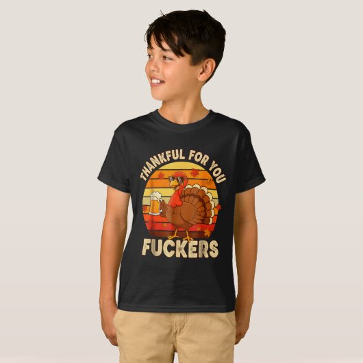 Thankful For You Forers Thanksgiving Happy Turkey  T-shirt (Voorkant volledig)